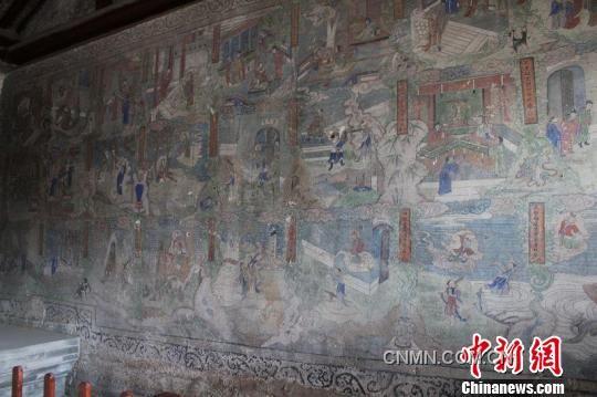 圖為至今保存完好的雞鳴驛各寺廟建筑里的壁畫(huà)。